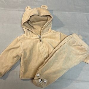 Gymboree Cream teddy bear Baby Hoodie and Pants Set